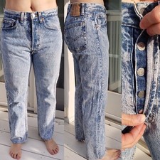 acid wash denim jeans levi's 501 button fly 31x32 blank red tag punk grunge 90s