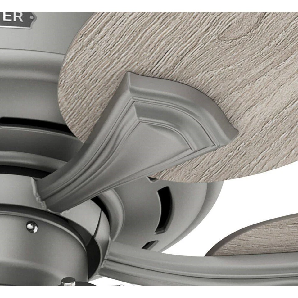 Ventilador Hunter 52 pulgadas tradicional plateado mate ventilador de techo con luz y cadena de tracción Foto 4 de 4