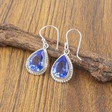 Gift For Women Jewelry Earrings 925 Sterling Silver Natural Tanzanite Gemstone