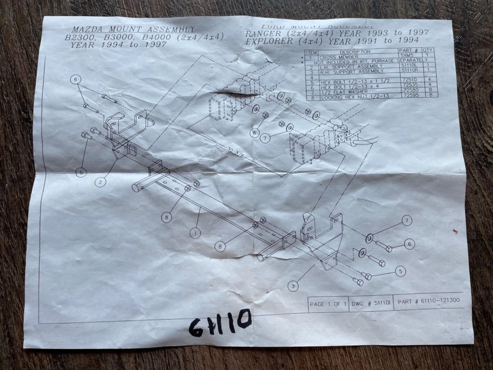 Snowbear Dk2 soporte quitanieves ford ranger / explorer mazda 61110 ranger 93 - 97 Foto 3 de 3