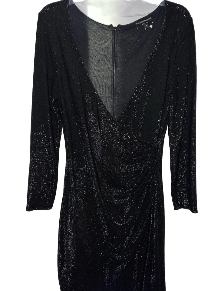 Vestido Emporio Armani Talla 48 Imitación Envoltura Milano Cuello en V Manga Larga Precio de venta sugerido por el fabricante $799 #J2 Foto 4 de 4