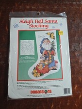 Vtg Dimensions Sleigh Bell Santa Stocking Cross Stitch Kit Christmas 8420