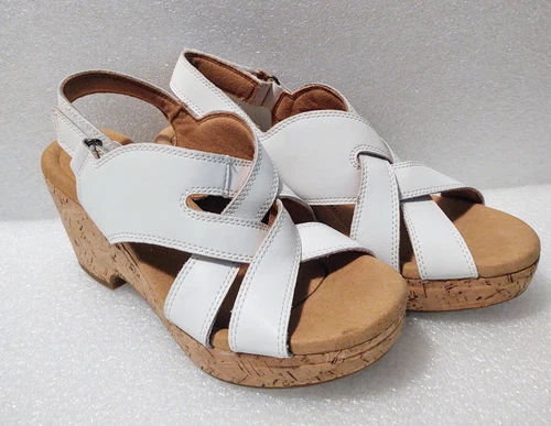 Donna Sandalo Clarks Rose Erin bianco con zeppa taglia US 9