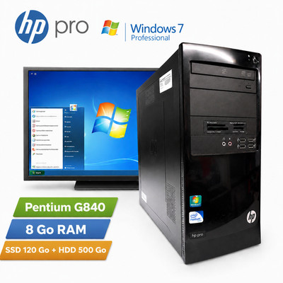HP Pro 3300 MT Pentium G840 4GB SSD 120GB HDD 500GB Windows 7 Pro