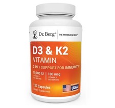 Dr. Berg's D3  K2 Vitamin, 10,000 IU, 100 mcg per serving, 120 Capsules