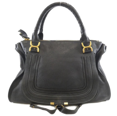 Chloe Marcie Handbag Shoulder Bag Black Leather Genuine Authentic w/Card