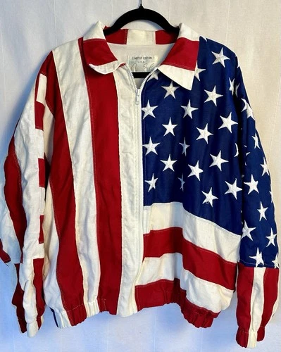 Vintage American Flag USA Jacket – Limited Edition – Made in USA – Size Large - product listing photo