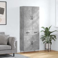 Modernes Highboard Betongrau Aus Holzwerkstoff 69,5X34X180 Cm