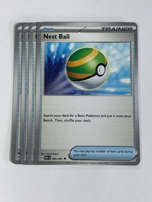 Pokemon TCG Paldean Fates 4x Playset Nest Ball 084/091 NM
