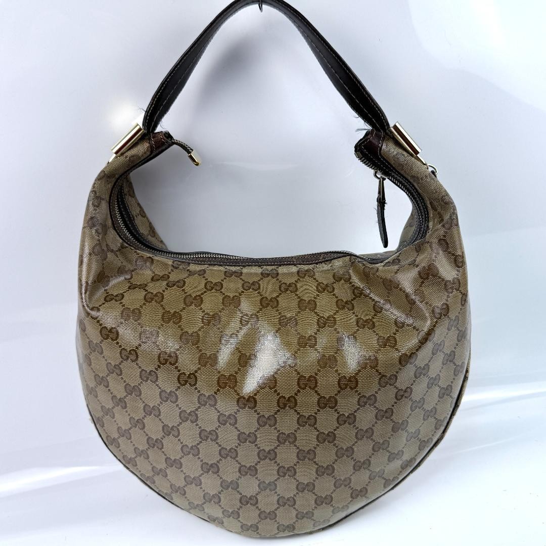 Excellent condition GUCCI One Shoulder Bag Crystal gg canvas From Japan