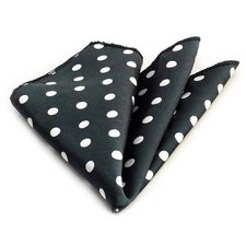 Men's Black White Polka Dots Pocket Square Hanky Handkerchief