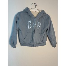 Gap Kids Blue Sherpa Lined Full Zip Logo Hoodie Sweatshirt Size L 10