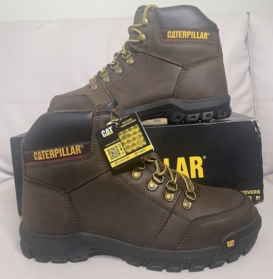 Caterpillar Outline Soft Toe Safety Work Leather Brown Boots Men's