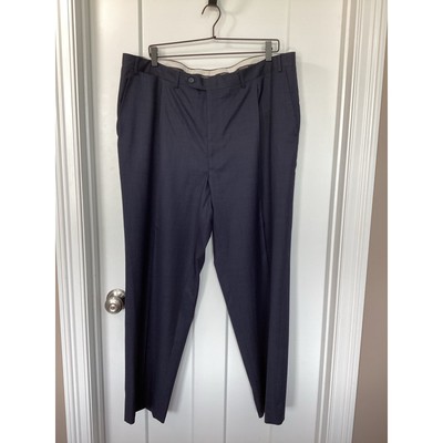 Canali Men's 100% Pure Wool Flat Front Dress Pants Business Navy Blue Size 39