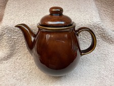 Retro DDR Steingutwerk Torgau Keramik Kaffee TeeKanne 1L H17 Braun/1960er/Neuw.