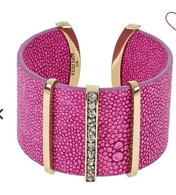 Heidi Daus ''Out Of This World'' Pave Crystal Cuff Bracelet Stingray Inspired Pink