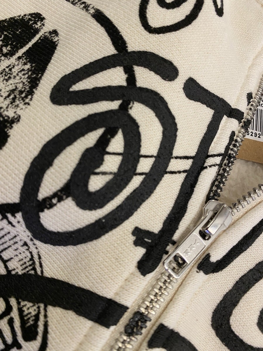NEW Stussy Skulls Dyed Zip Hoodie Bone Color Size Large NWT | eBay