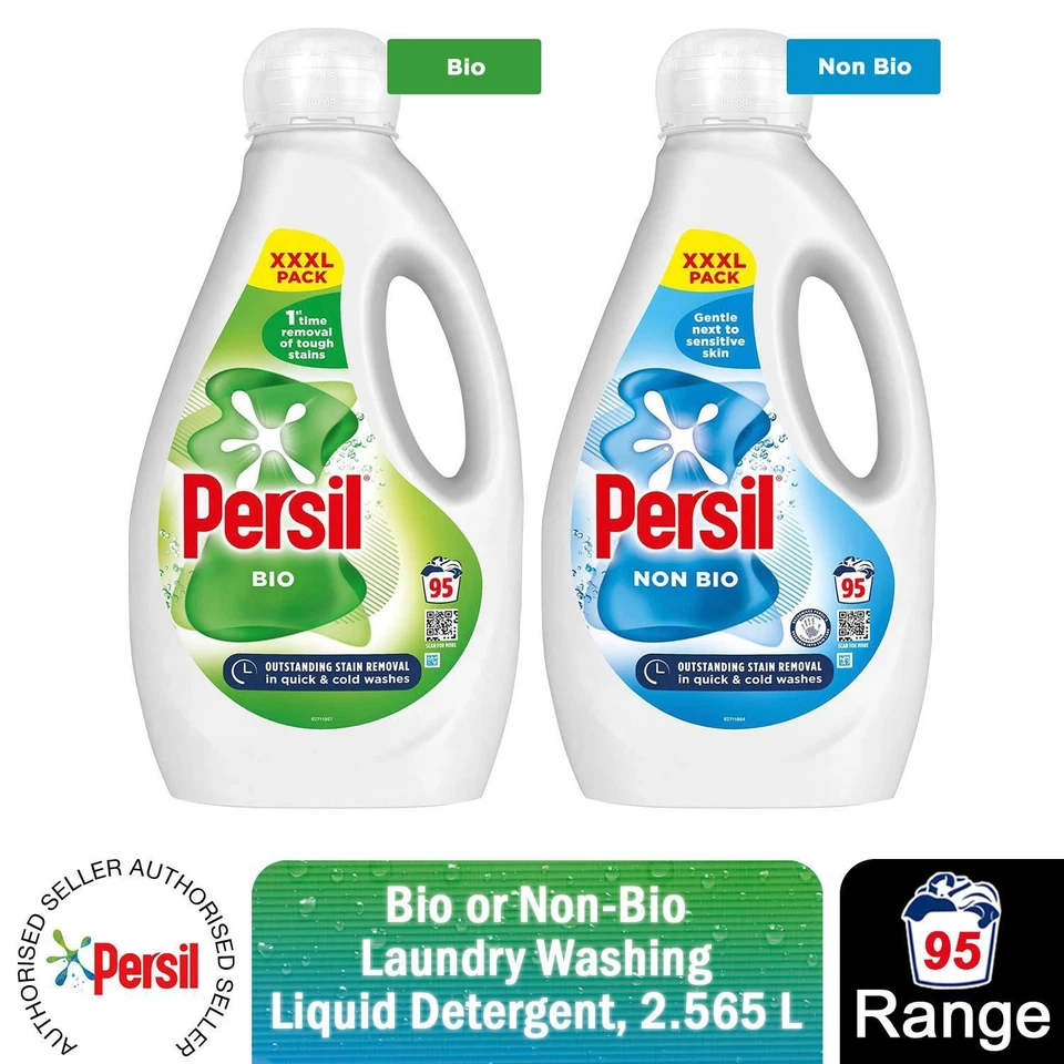 Persil XXXL Washing Liquid Detergent Bio or Non-Bio 95 Washes 2.565 L, 2 & 4 Pk
