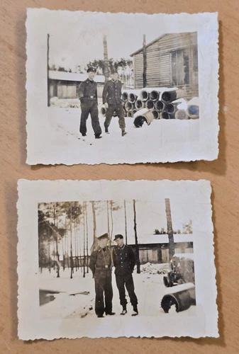 RARE ELITE COMRADES in Snow w TK Cap + Collar Tab WW2 WWII German Military Photo