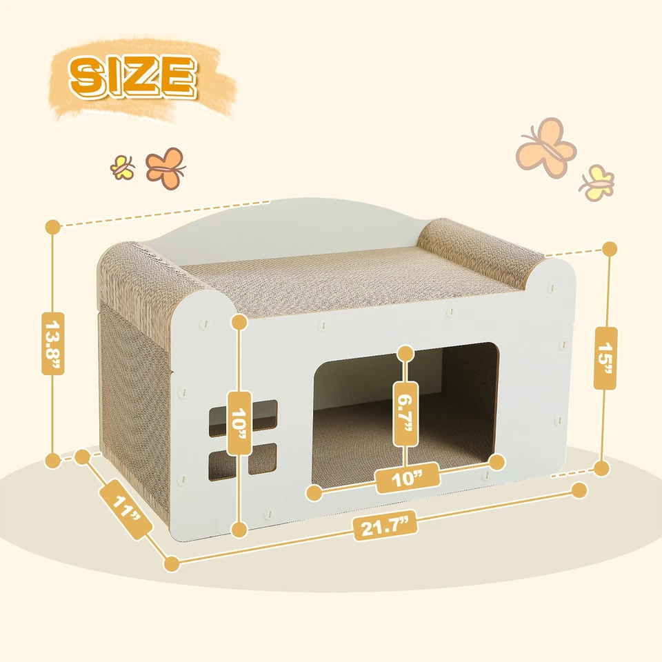 PAWZ Road Cat Scratching Board Cardboard 2-in-1 Scratcher Bed and House Pad Toys - Image 3 of 4