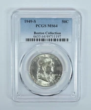 1949-S Franklin Half Dollar Boston Collection MS64 PCGS Blue Label