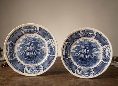 Alfred Meakin-Fair Winds-Friendship Of Salem-Blue&White Dinner Plate Set