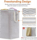 Lifewit 2 Pack Laundry Hamper Large Collapsible Select Size, Grey & Ivory Stripe