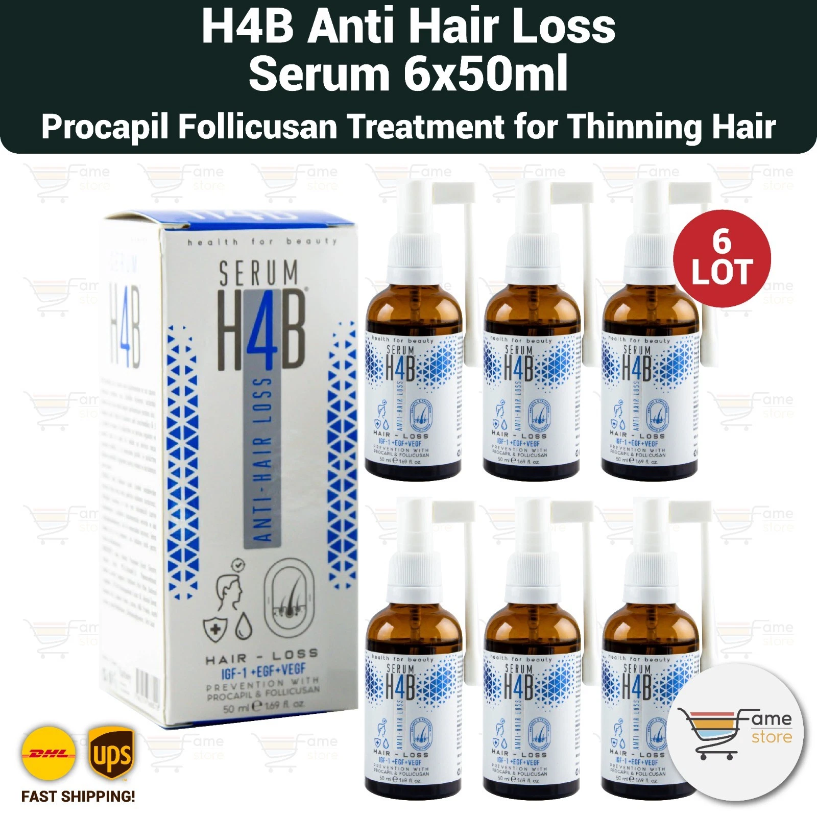 H4B Anti Hair Loss Serum Procapil Follicusan Treatment for Thinning Hair - 6LOT