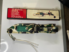 80s Vintage Malin M15 Camo Survival Knife Taiwan 420 Stainless Compass Rambo NIB