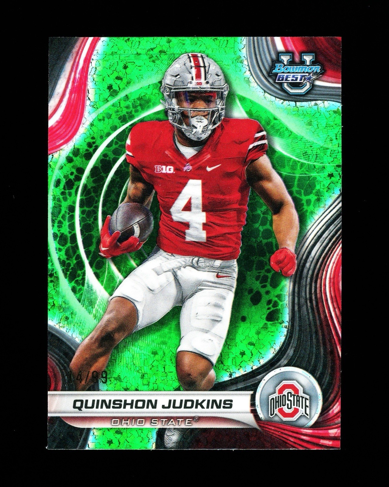 2024 Bowman University Best Quinshon Judkins Green Diamonds Ohio State 14/99 #74
