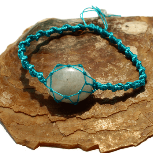 Bracciale in pietra di luna naturale dello Sri Lanka fatto a mano con... - Foto 7 di 9