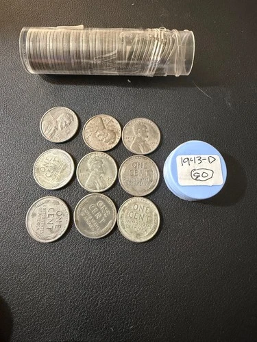 1943 D Steel What Cent Full Roll AU