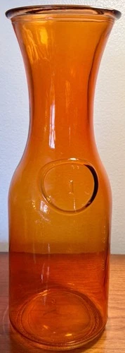 Colorful Orange Glass VTG Carafe Old Milk Bottle 10.75" Vase Decanter Vibrant