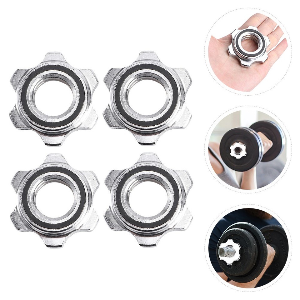 4 Pcs Barbell Lock Collar Fixed Dumbbells Spinlock Collars Hex Nut ...