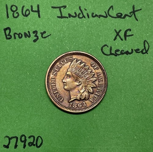 1864 Indian Head Cent / Penny 1c Xf Extra Fine Cleaned