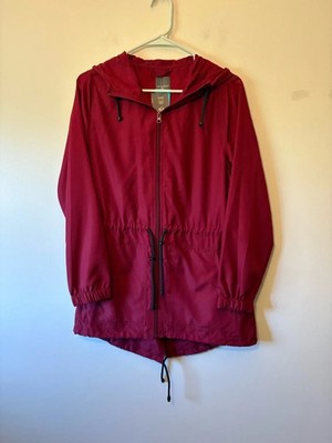 Primark Parka in a Pocket Lightweight Hooded Jacket - Deep Wine Red, Size 0/2