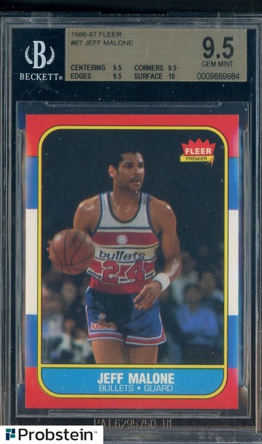 1986-87 Fleer Basketball #67 Jeff Malone Washington Bullets BGS 9.5 GEM MINT