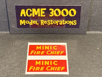 Triang Minic - Ford Mk1 Zephyr FIRE CHIEF Push & Go Repro Tür Aufkleber Set