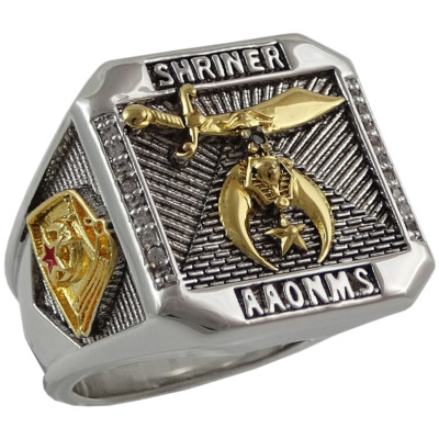 Masonic Shriner Scottish Rite 32 Degree Ring 18K Gold Plated