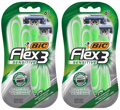 2x BiC-3 Sensitive Rasierer Men Flex 3 Klingen Einweg Close Präzise Rasur 6er Pack