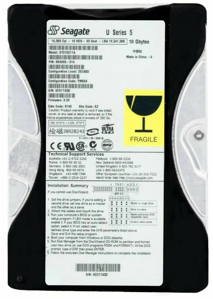 Hard Drive Seagate U5 10.2GB ST310211A 5400RPM PATA ATA IDE 512KB 3.5'' - Image 3 of 3