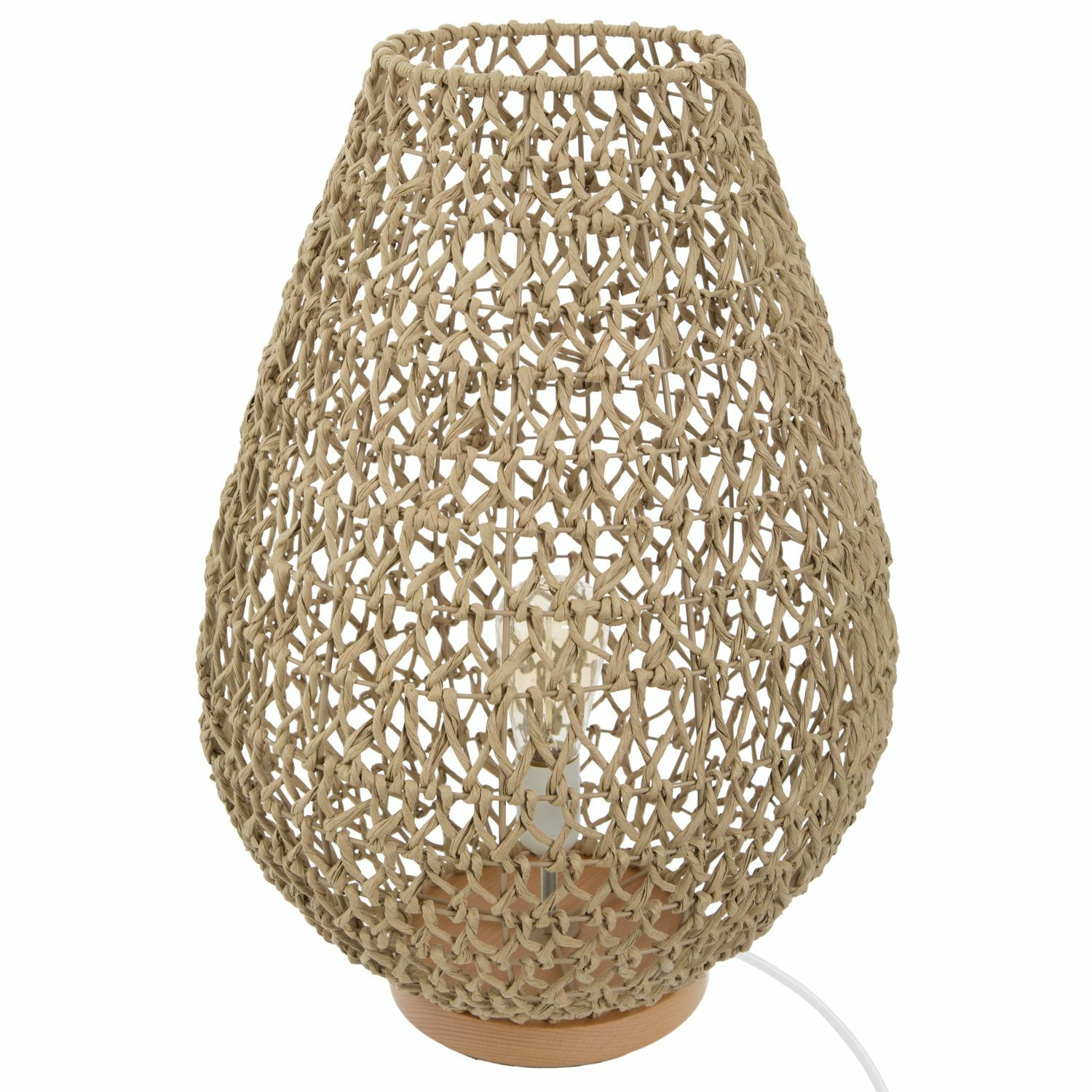 Lampe à poser tressée Atmosphera Eté Indien beige en bois H55cm