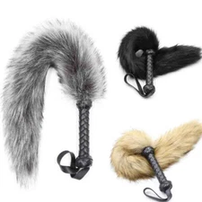 PU Leather Handle Whip Soft Fur Cosplay foreplay BDSM Bondage Flogger Restraint*