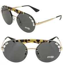 PRADA ORNATE JEWEL Stud Sunglasses 52U Silver Black PR52US Snoop Dogg Olympics