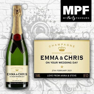 MY PARTY FAVOURS Personalised Wedding Champagne Bottle Label - 4 Styles Available