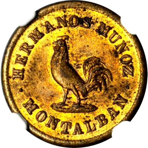 1864 Venezuela Hermanos Munoz 1/4 Real Token, Montalban Carabobo, NGC MS 61