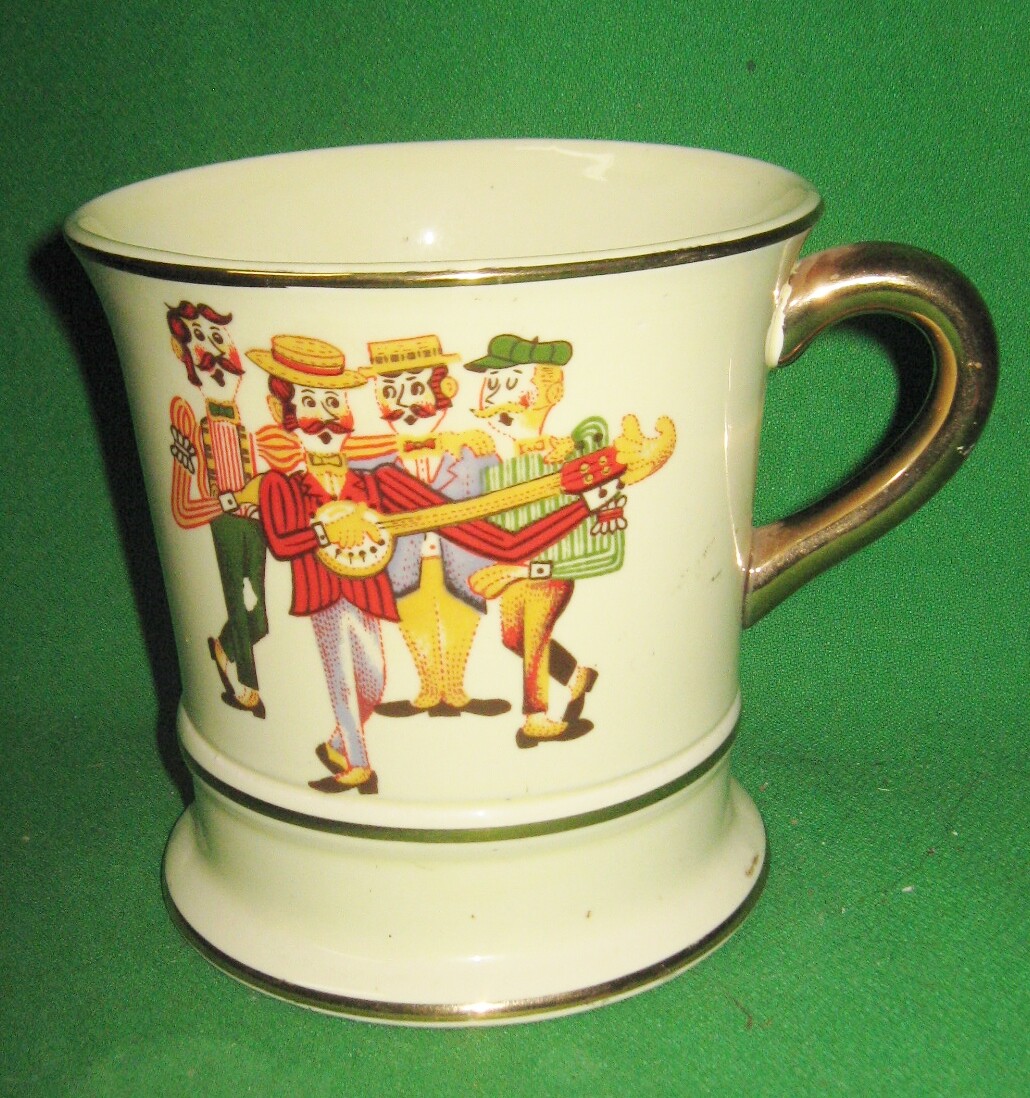 Vintage Barber Shop Quartette Musical Mug by Enesco 14K Gold Trim