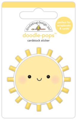 Doodlebug Doodle-pop 3D Sticker Hello Sunshine Smiling Sun Rays