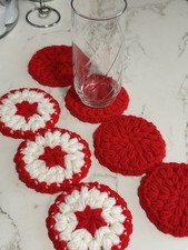 Vintage Crochet Coasters, Valentine, Christmas, Set of 20, party coaster, Red