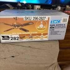 Vintage SMC 42” Park Ave II Dual Mounting System Decorative Ceiling Fan Wood NOS